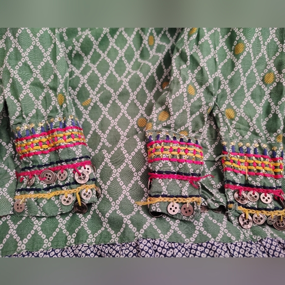 Biba Bohemian Maxi Dress, Patterned Green/Yellow Long Sleeve Ends/Buttons, 6 - Picture 16 of 16